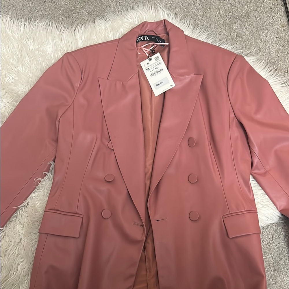 Zara Women's Blush Double-Breasted Blazer